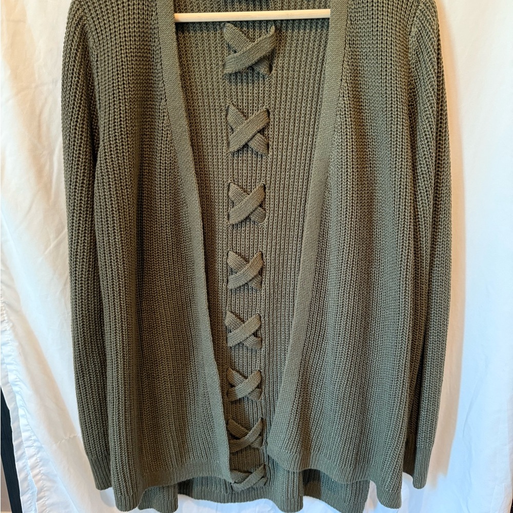 Pinque Women's Cardigan with Lace-Up Detail